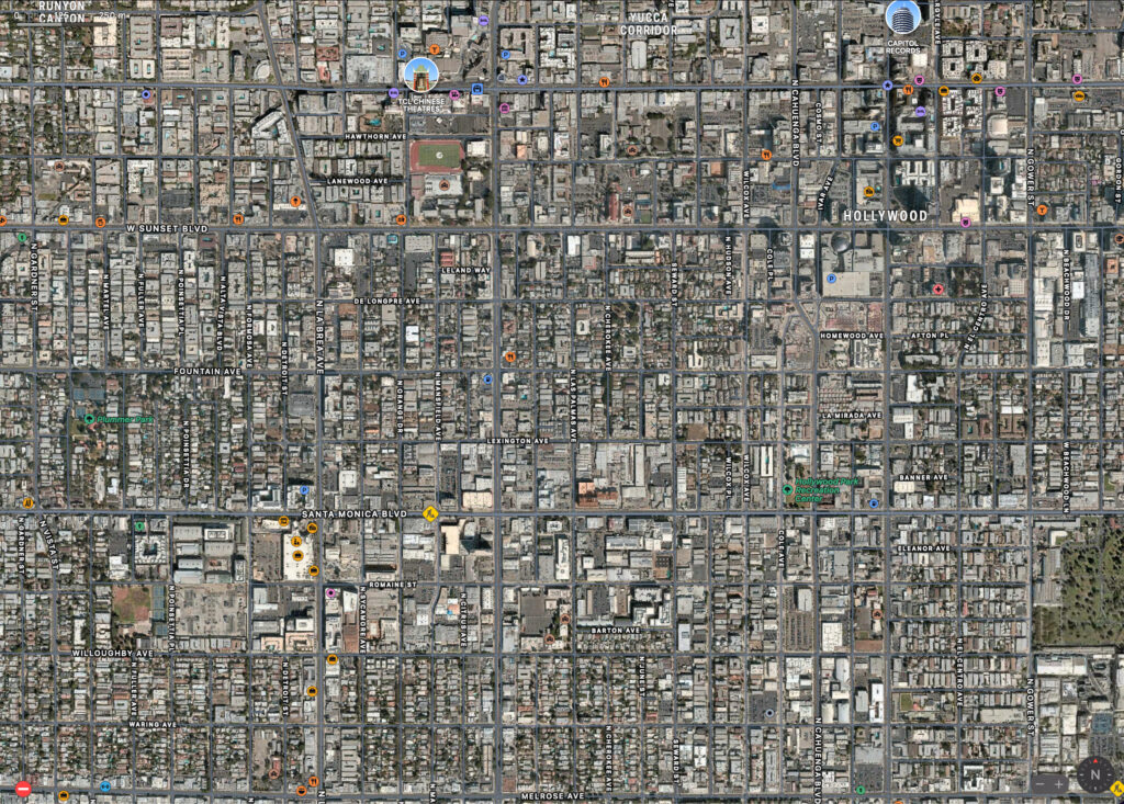 The N. La Brea area where The Living Room Coffeehouse used to be. From Melrose to Hollywood Blvd. in Los Angeles.
